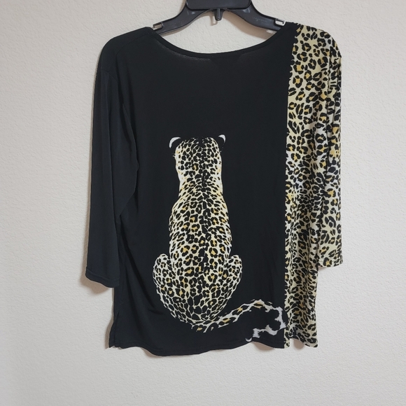 Valentina Black Leopard Print Embellished Leopard Top - Picture 4 of 4